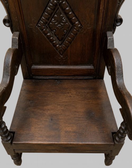 19TH CENTURY CARVED OAK WAINSCOT CHAIR IN THE 17TH CENTURY MANNER - ADDITIONAL PHOTO 4