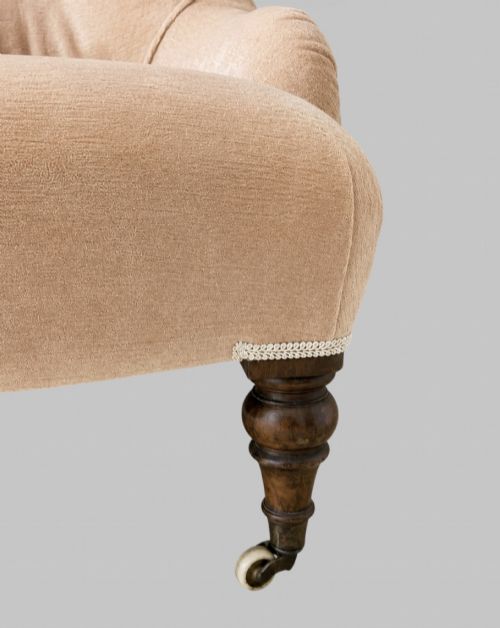 VICTORIAN IRONBACK NURSING CHAIR IN VELVET ROBERT KIME AVEBURY FABRIC - ADDITIONAL PHOTO 4