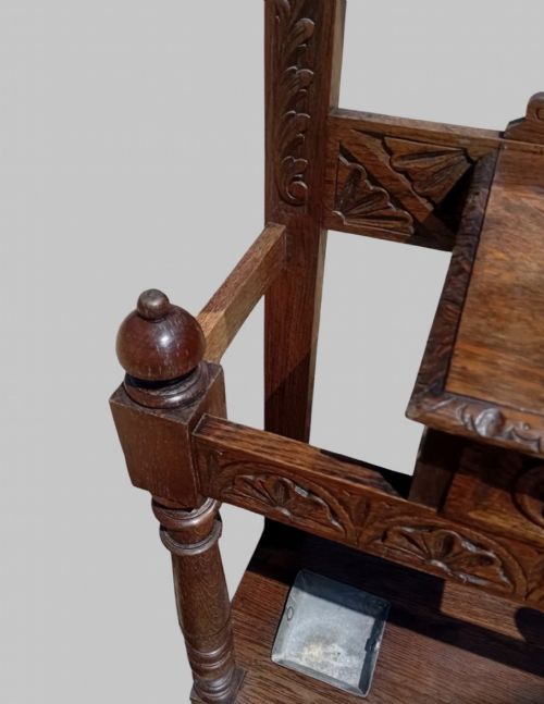 LARGE GREEN MAN CARVED OAK HALL STAND WITH MIRROR - ADDITIONAL PHOTO 5
