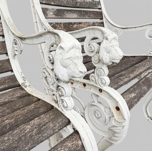 A PAIR OF LION MASK CAST IRON GARDEN ARMCHAIRS C1930 - ADDITIONAL PHOTO 5