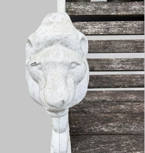 A PAIR OF LION MASK CAST IRON GARDEN ARMCHAIRS C1930 - ADDITIONAL PHOTO 6