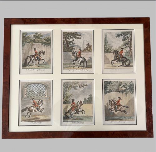 A Highly Decorative Set of Hand Coloured Copper Equestrian Engravings c1760 by Ridinger
