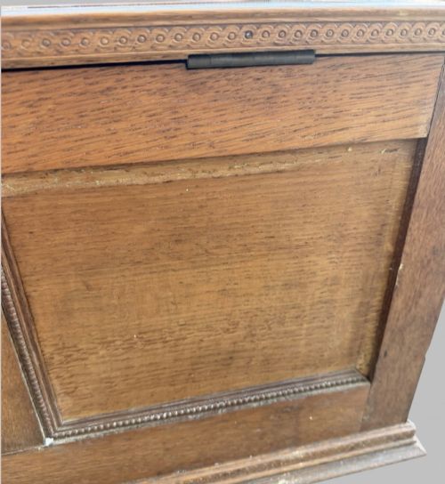 AN EDWARDIAN SOLID OAK BLANKET CHEST - ADDITIONAL PHOTO 6