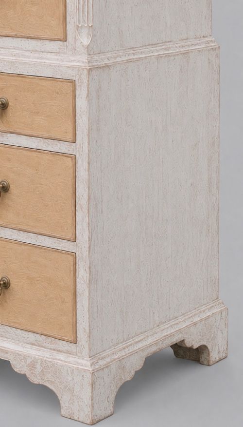AN ATTRACTIVE MAHOGANY GEORGE III CHEST ON CHEST BLEACHED AND PAINTED - ADDITIONAL PHOTO 4