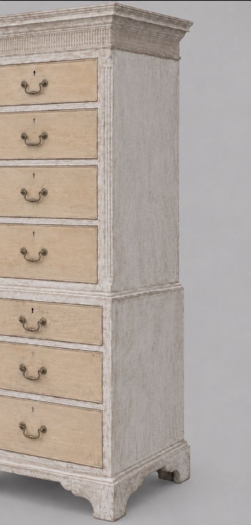 AN ATTRACTIVE MAHOGANY GEORGE III CHEST ON CHEST BLEACHED AND PAINTED - ADDITIONAL PHOTO 5