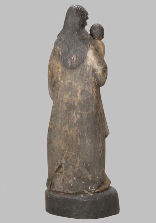 CARVED DEVOTIONAL FIGURE OF THE MADONNA AND CHRIST CHILD C1900 - ADDITIONAL PHOTO 2