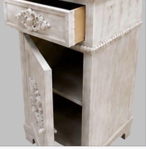 PAIR OF FRENCH PAINTED BEDSIDE CABINETS WITH MARBLE TOPS C1900 - ADDITIONAL PHOTO 5