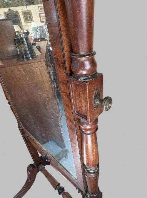 A HANDSOME 19THC MAHOGANY CHEVAL MIRROR - ADDITIONAL PHOTO 3