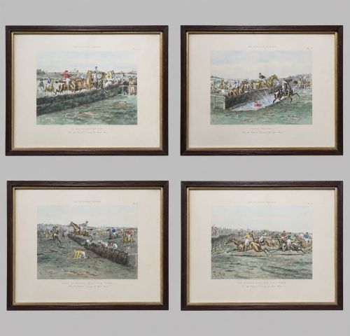 AFTER GEORGE FINCH MASON A SET OF FOUR AQUATINTS HORSE RACING 'BILLIARDS STAKES'