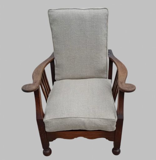 Early 20th Century Arts & Crafts Oak Reclining Armchair, C.1900–1920