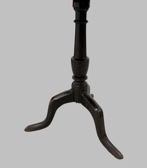 fig 2. A 19th-century dark mahogany tilt-top table featuring a circular top, turned central column, and three splayed legs.