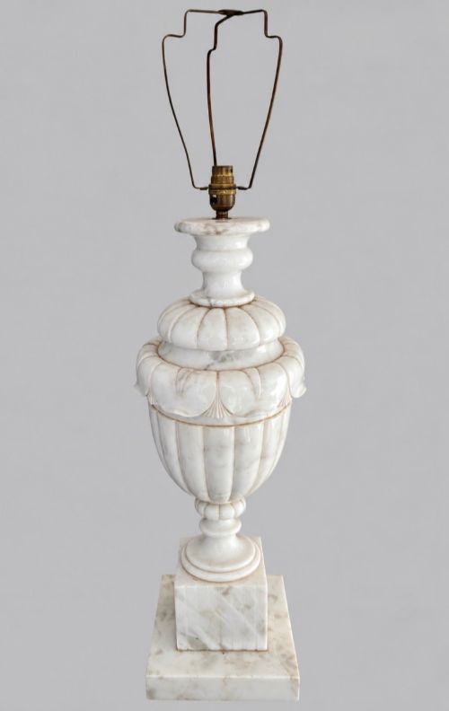 An Elegant Carved Alabaster Table Lamp