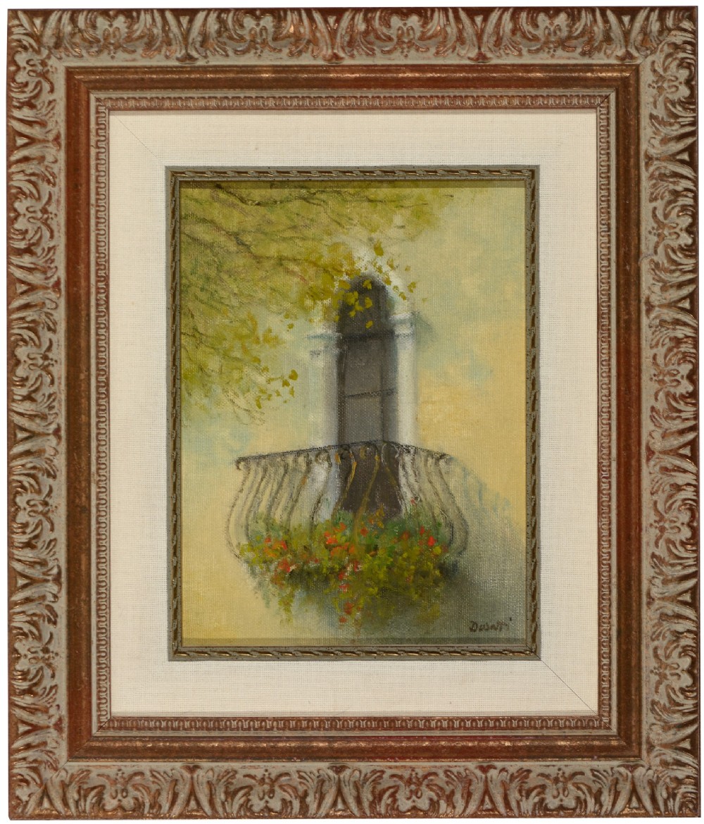 Walter Dusatti - Oil on Canvas - Balcony with Flowers