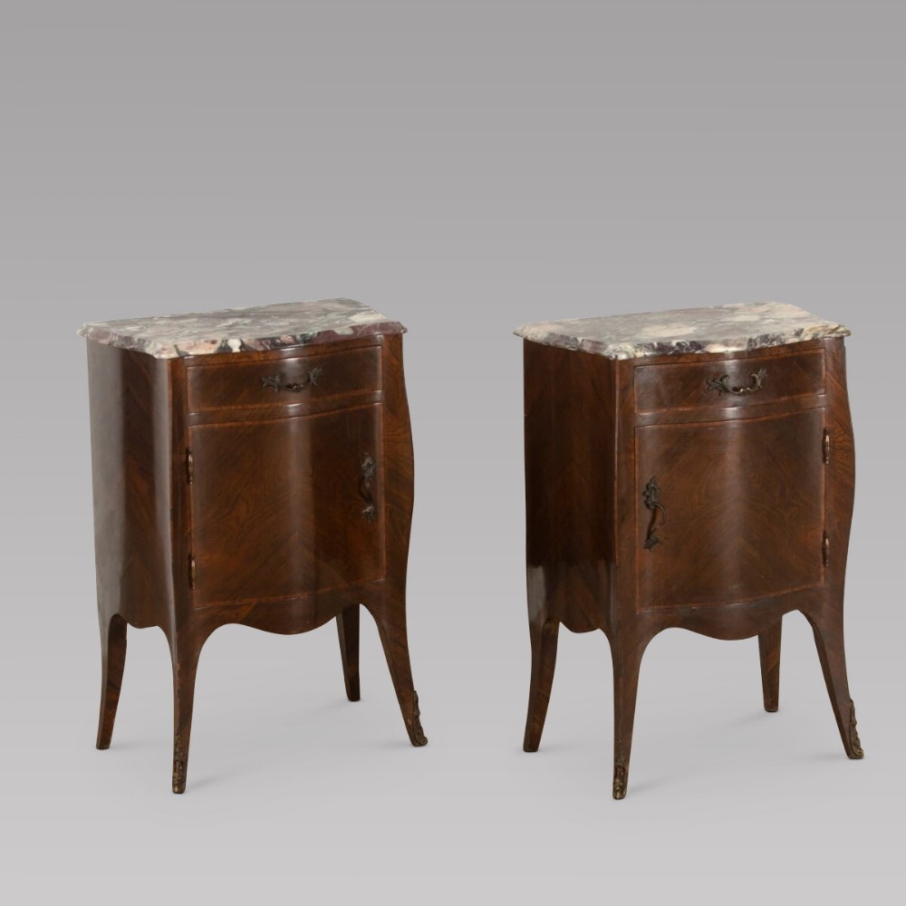 A Pair of Kingwood and Breche Bedside Tables 