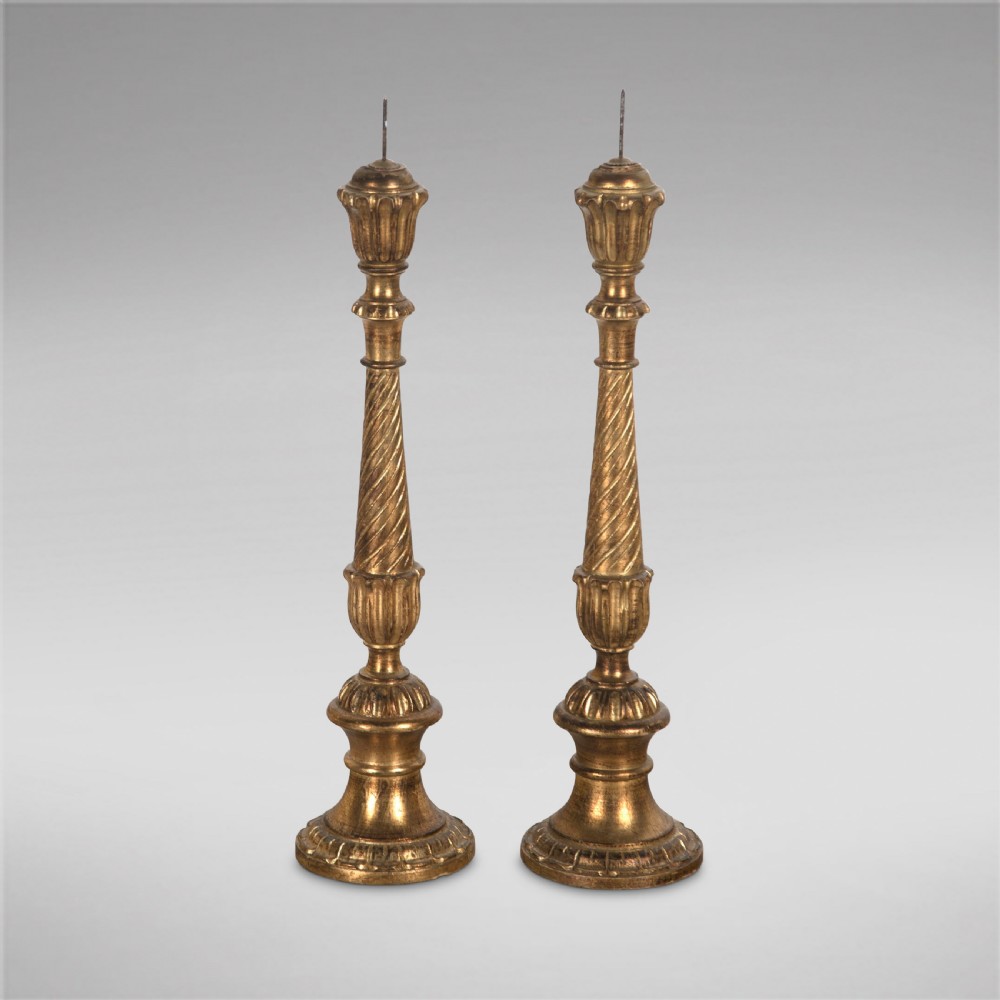 A C1900 Wooden Pricket Candlesticks