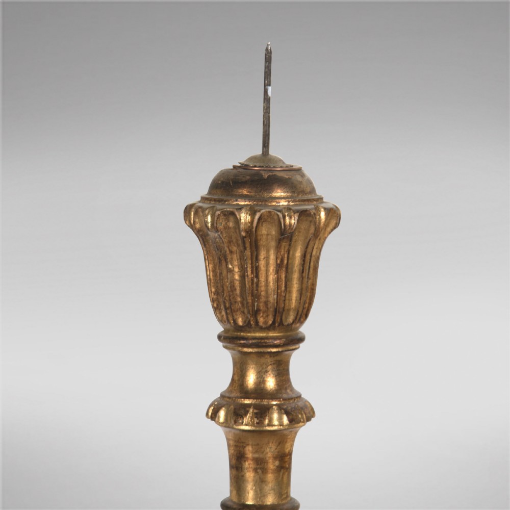 A C1900 Wooden Pricket Candlesticks View II