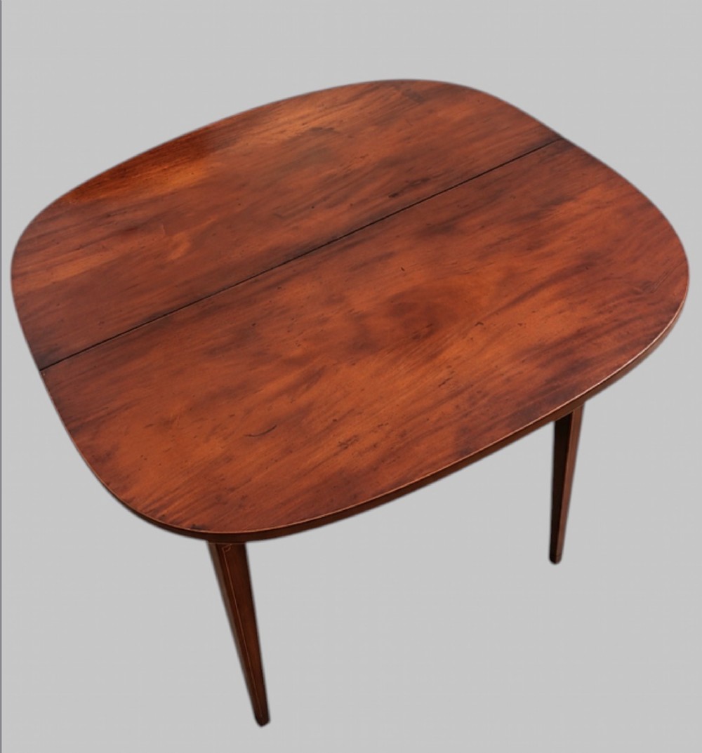 Late 19th Century Georgian Revival Mahogany fold over Tea Table with stringing View III