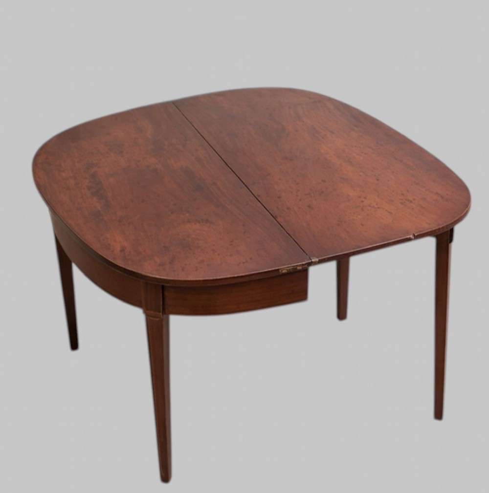 Late 19th Century Georgian Revival Mahogany fold over Tea Table with stringing View V