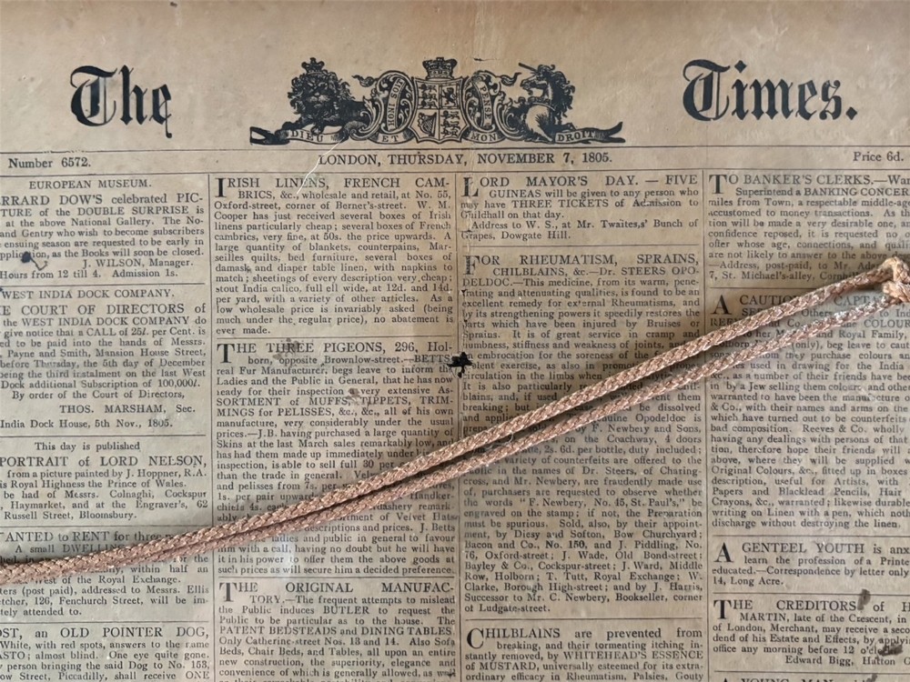 Times Newspaper Nov 7th 1805 - Trafalgar and Nelsons Death View III