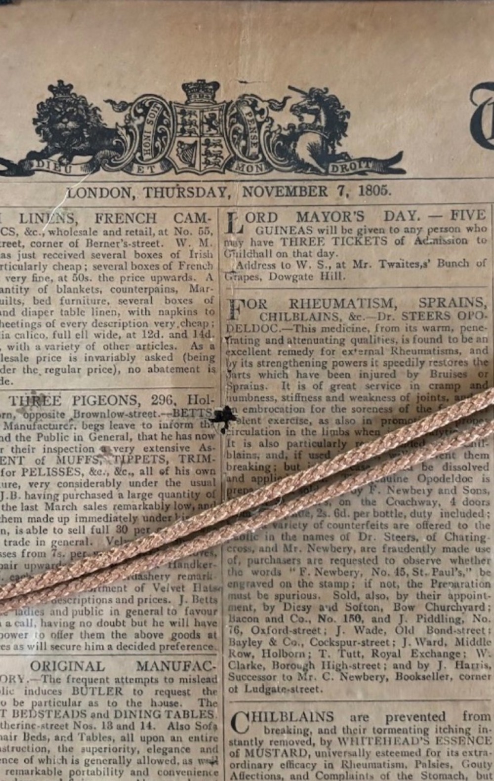 Times Newspaper Nov 7th 1805 - Trafalgar and Nelsons Death View IV