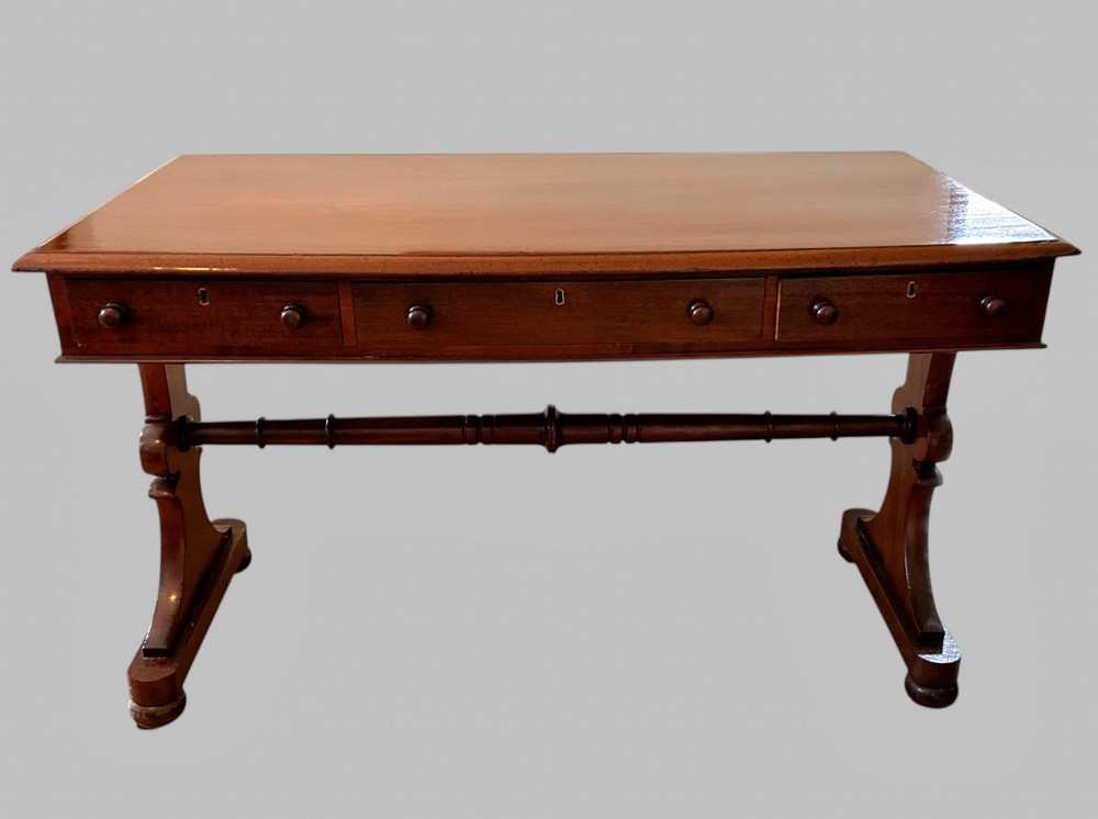 Victorian Mahogany Three-Drawer Library or Serving Table