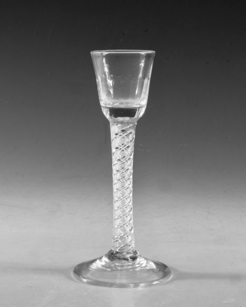 ANTIQUE GLASS CORDIAL GLASS AIR TWIST ENGLISH C1755 - ADDITIONAL PHOTO 1