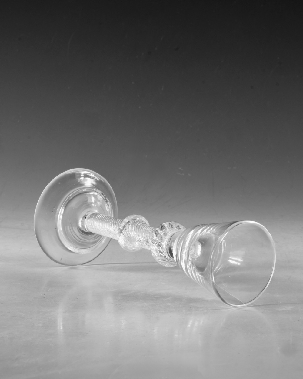 Antique glass - cordial glass air twist English c1755 View V
