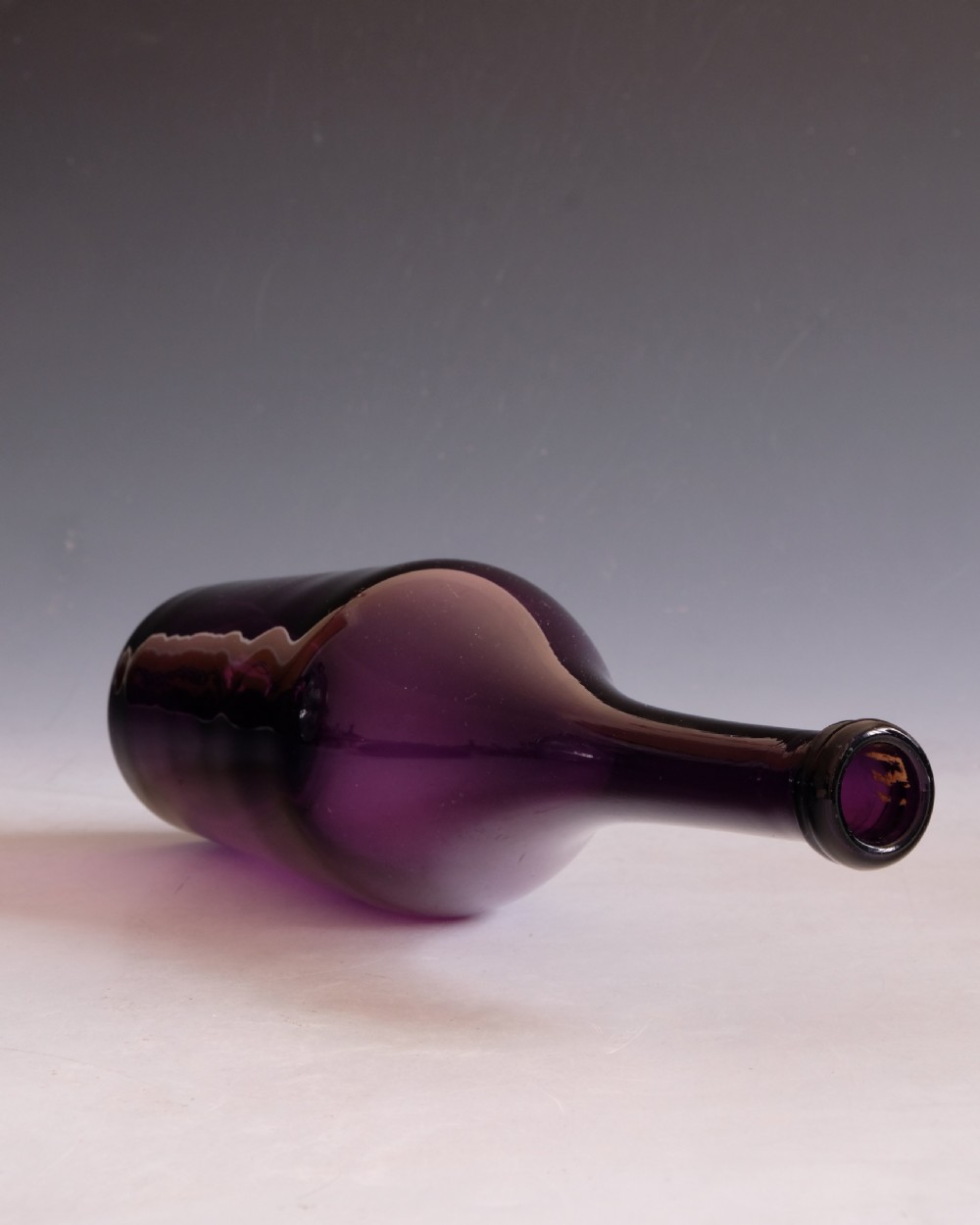 Antique glass - serving bottle amethyst English c1840 View IV