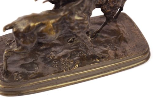 AFTER FERDINAND PAUTROT 18321874 FRENCH BRONZE FIGURE OF TWO STAGS - ADDITIONAL PHOTO 1