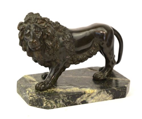 a 19th century bronze sculpture of a lion - CATEGORY: ANTIQUE SCULPTURES - DATED 19TH CENTURY