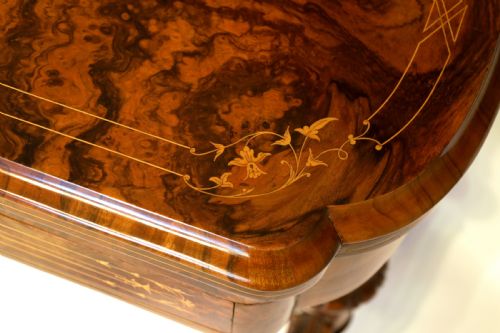 A FINE QUALITY LATE 19TH CENTURY BURR WALNUT GAMESWORK TABLE - ADDITIONAL PHOTO 1