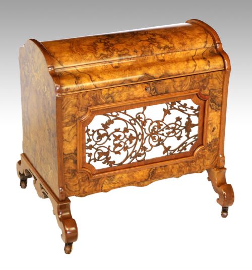 a fine quality victorian inlaid burr walnut canterbury - CATEGORY: ANTIQUE FURNITURE - DATED VICTORIAN