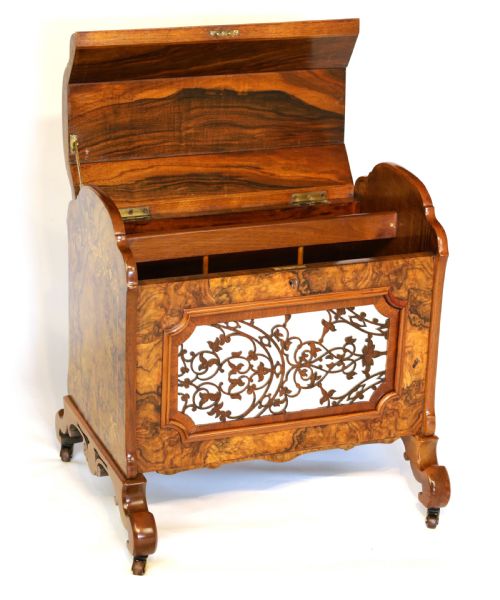 A FINE QUALITY VICTORIAN INLAID BURR WALNUT CANTERBURY - ADDITIONAL PHOTO 1