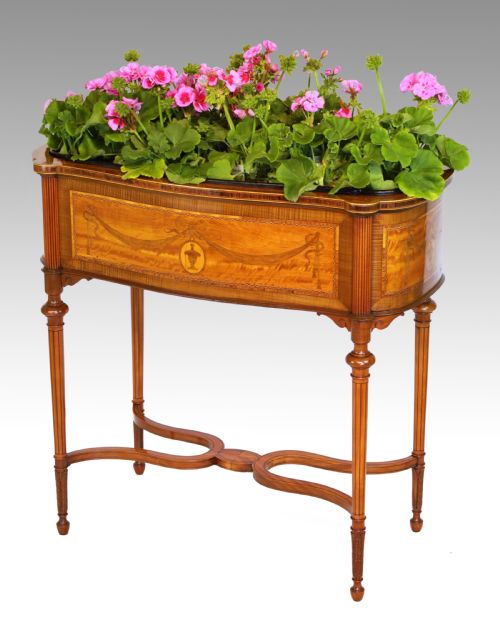 a fine victorian burr walnut and satinwood inlaid standing jardinire - CATEGORY: ANTIQUE MISCELLANEOUS - DATED VICTORIAN