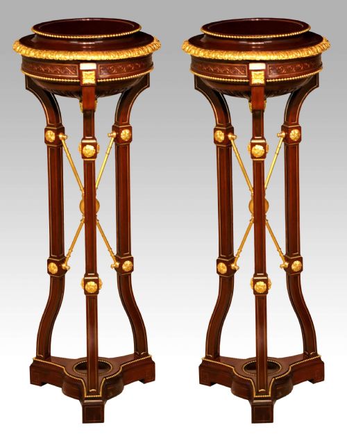 an exhibition quality pair of mahogany and ormolu palatial torcheres - CATEGORY: ANTIQUE FURNITURE - DATED VICTORIAN