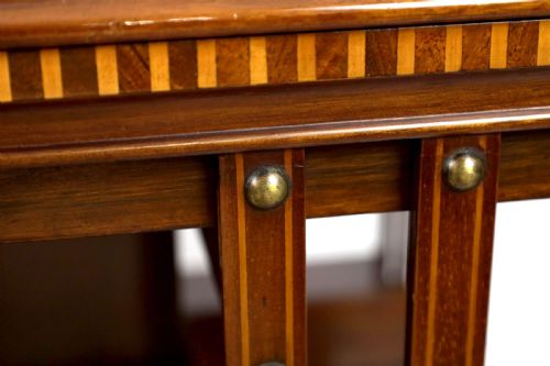 A FINE LATE VICTORIAN MAHOGANY INLAID REVOLVING BOOKCASE - ADDITIONAL PHOTO 2