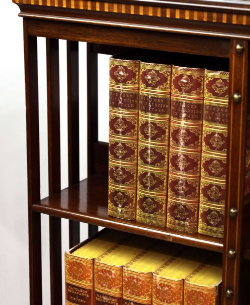 A FINE LATE VICTORIAN MAHOGANY INLAID REVOLVING BOOKCASE - ADDITIONAL PHOTO 5