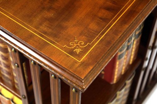 A FINE LATE VICTORIAN MAHOGANY INLAID REVOLVING BOOKCASE - ADDITIONAL PHOTO 6