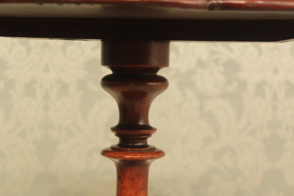 An Immaculate Victorian Burr Walnut Inlaid Petal Shaped Tripod Table View IV