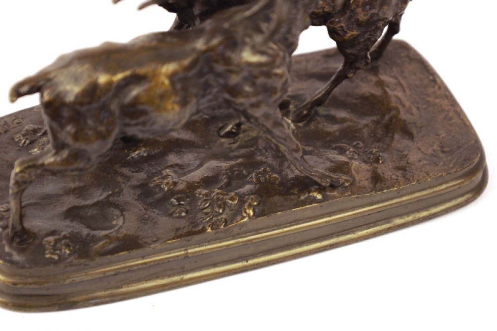 After Ferdinand Pautrot (1832-1874) French Bronze Figure of Two Stags View II