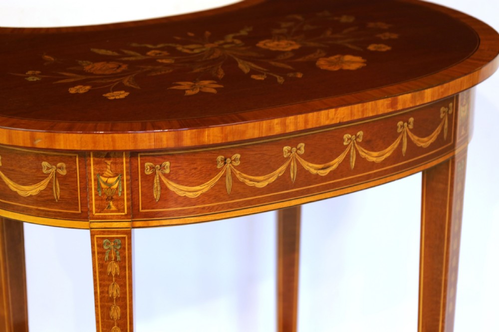 An Elegant Victorian Inlaid Mahogany Kidney Shaped Side Table View II