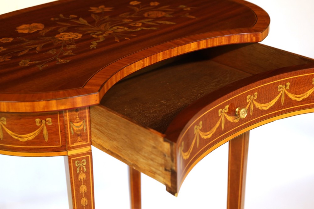 An Elegant Victorian Inlaid Mahogany Kidney Shaped Side Table View VI