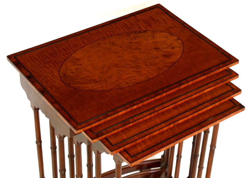A Quality Set of Late Victorian Mahogany Inlaid Quarteto Tables View IV