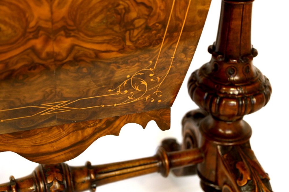 A Fine Quality Late 19th Century Burr Walnut Games/Work Table View VII