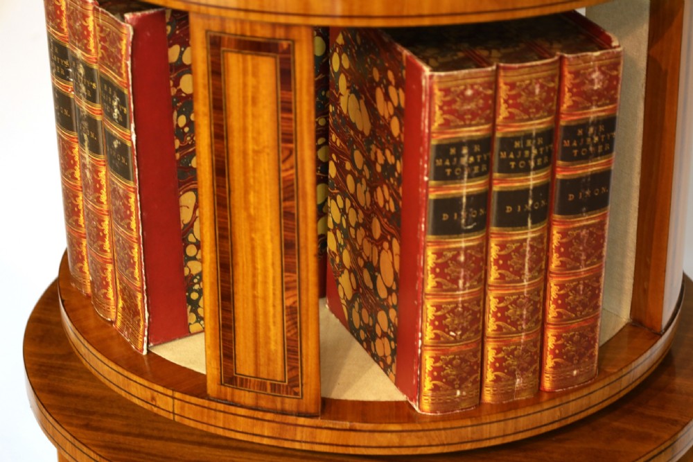 A Fine Victorian Burr Walnut Inlaid Revolving Library Bookcase View V