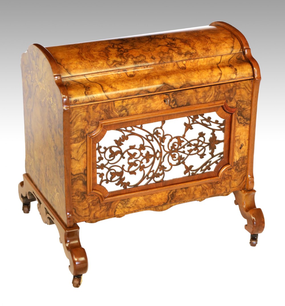 A Fine Quality Victorian Inlaid Burr Walnut Canterbury