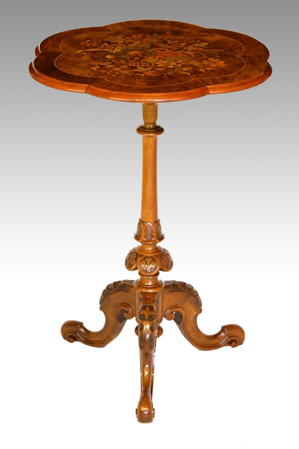 A Fine Quality Victorian Burr-Walnut Inlaid Shaped Moulded Edge Table
