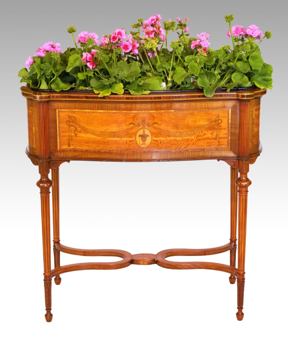 A Fine Victorian Burr Walnut and Satinwood inlaid Standing Jardinière View II
