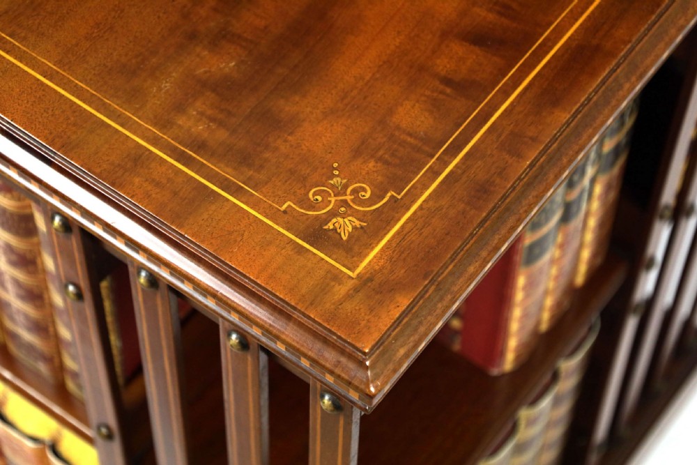 A Fine Late Victorian Mahogany Inlaid Revolving Bookcase View VII