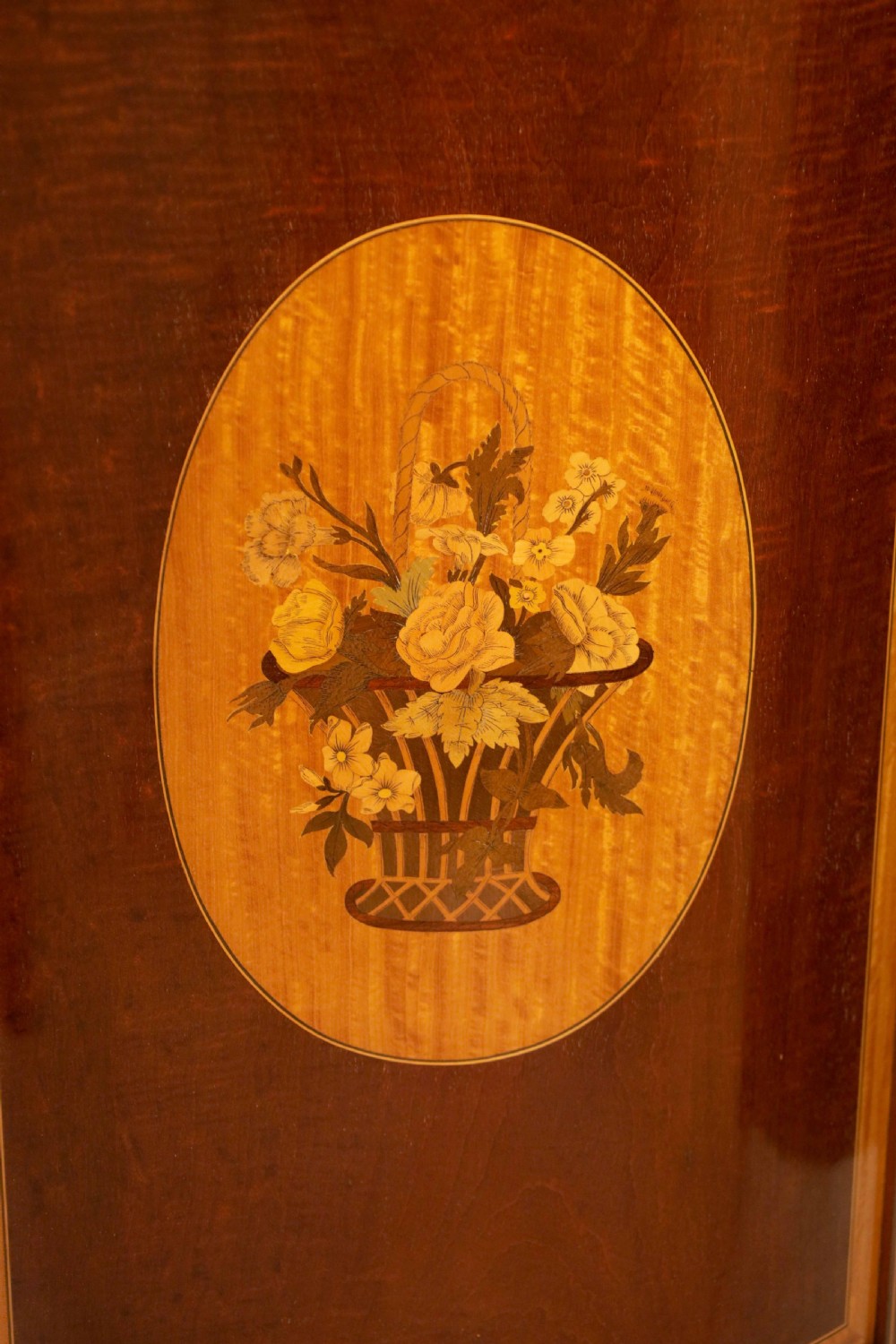 A Quality Victorian Mahogany Inlaid Serpentine Commode by Edwards and Roberts View III